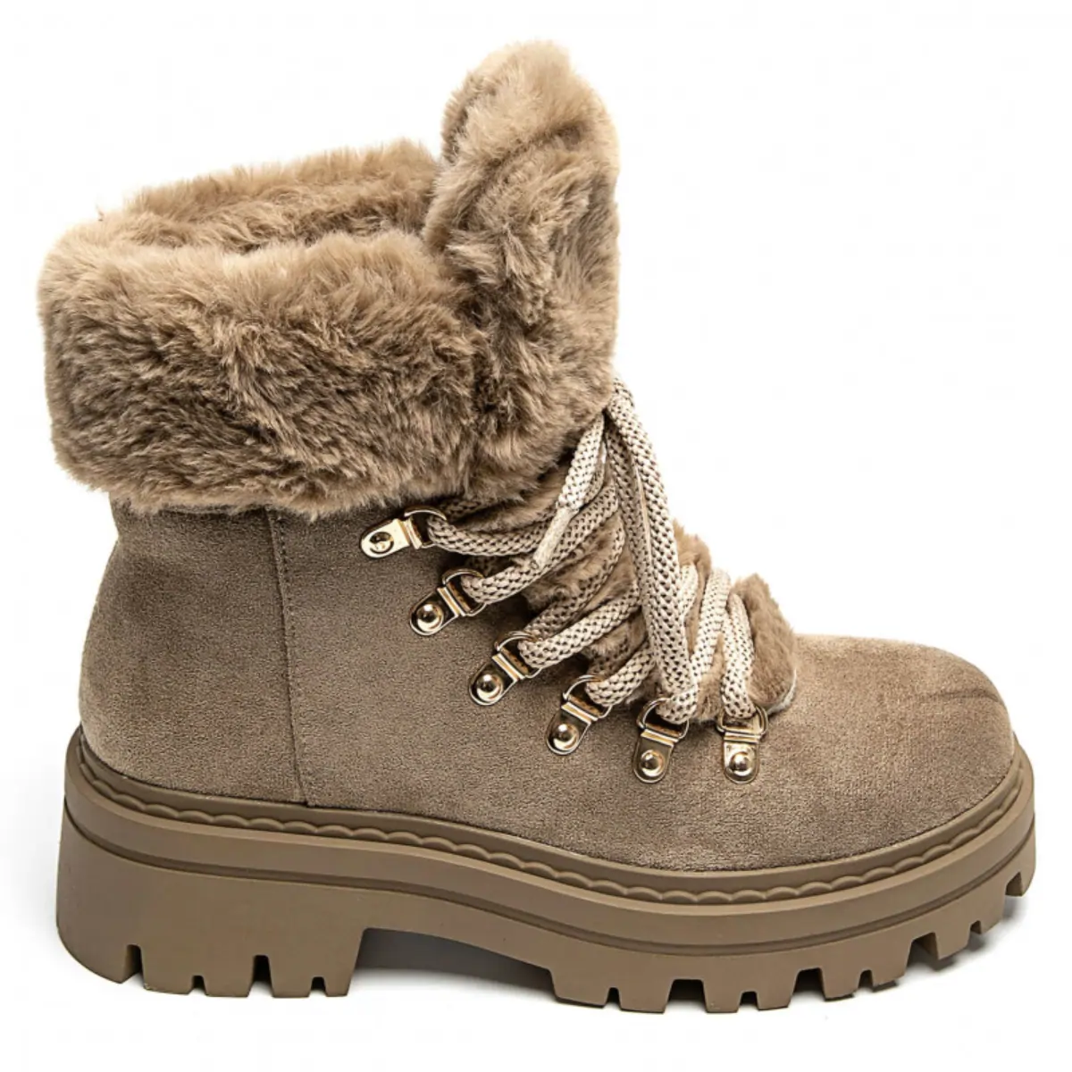 PeachyBoots YETI-425KH Flauschige Winterstiefel Damen Khaki 38