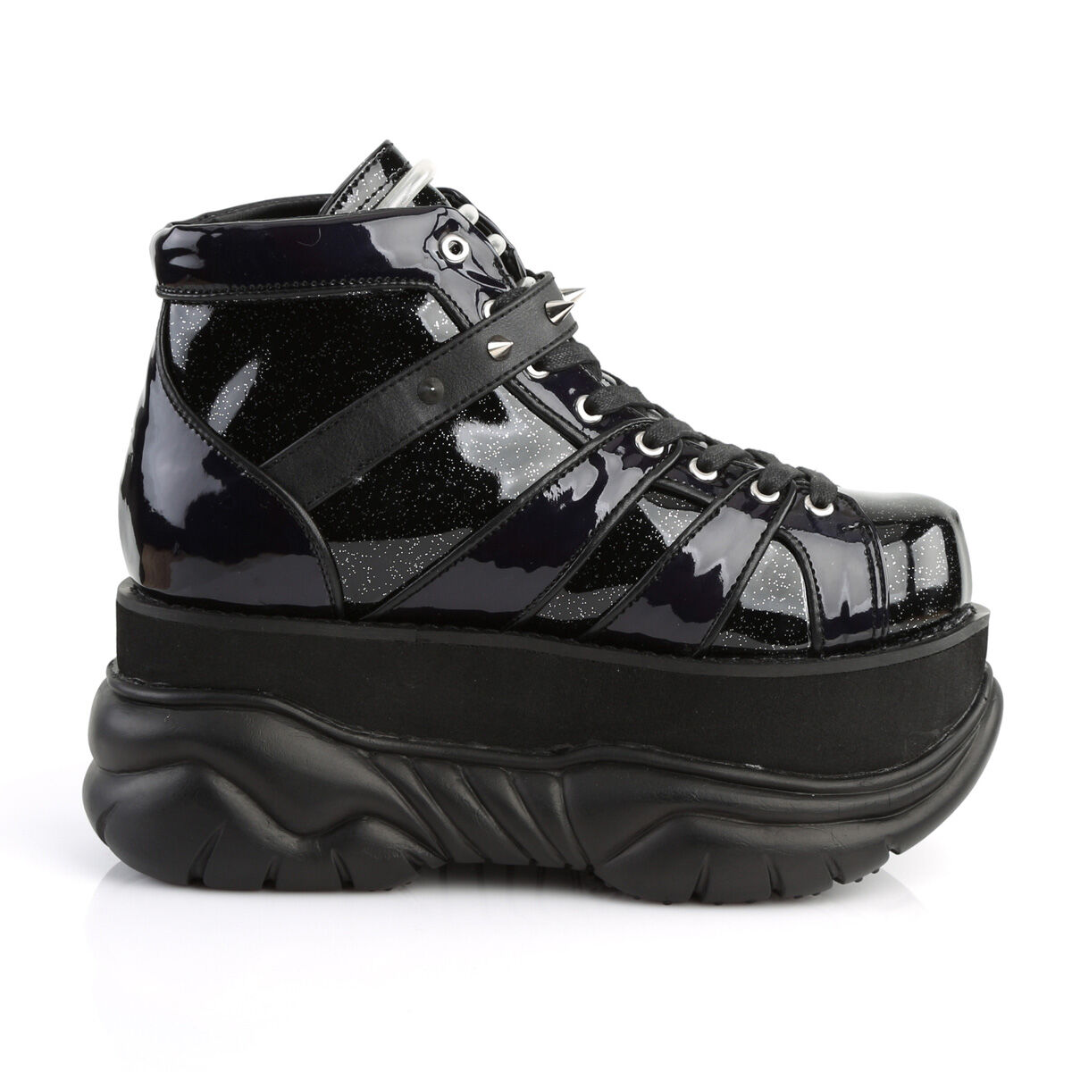DemoniaCult NEPTUNE-100 Unisex Stiefelette Schwarz Silber EU 38