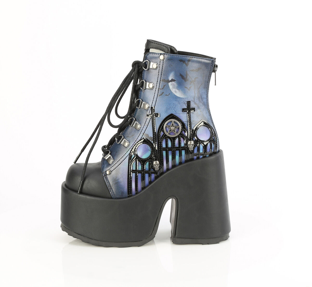 DemoniaCult CAMEL-203-PT Ankle Boots Schwarz Vegan Leder EU 36