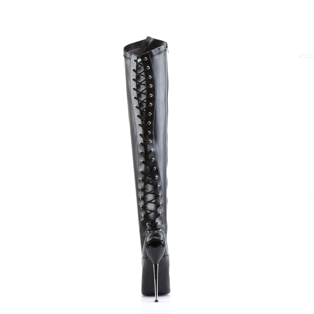 Devious DAGGER-3060 Thigh Boots Schwarz Stretch PU EU 35