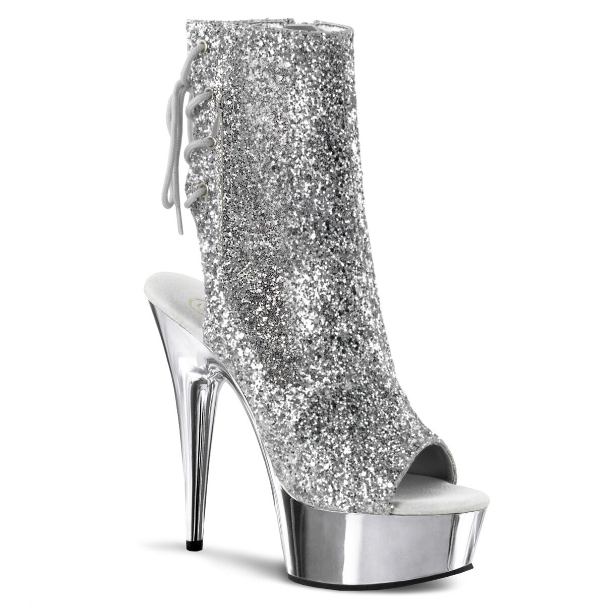 Pleaser DELIGHT-1018G Damen Stiefelette Silber