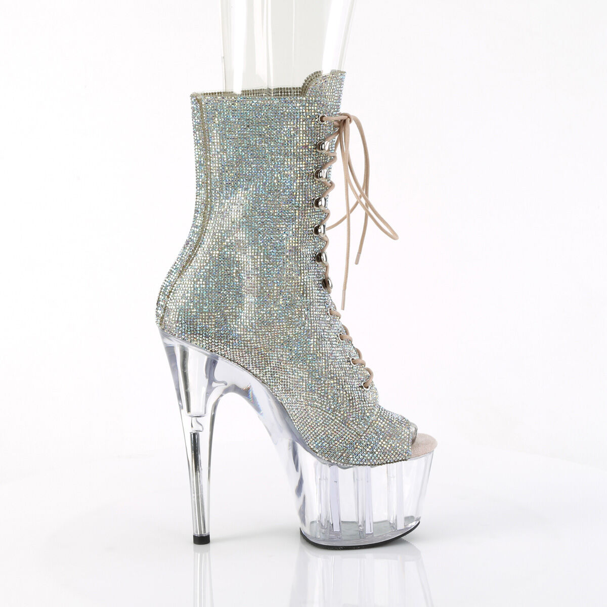 Pleaser ADORE-1021C RS Plateau Stiefeletten Silber EU 35