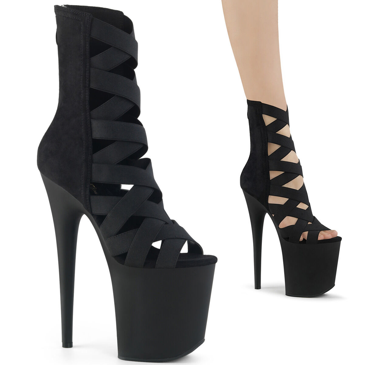 Pleaser FLAMINGO-800-24 Damen Sandale Schwarz  EU 36