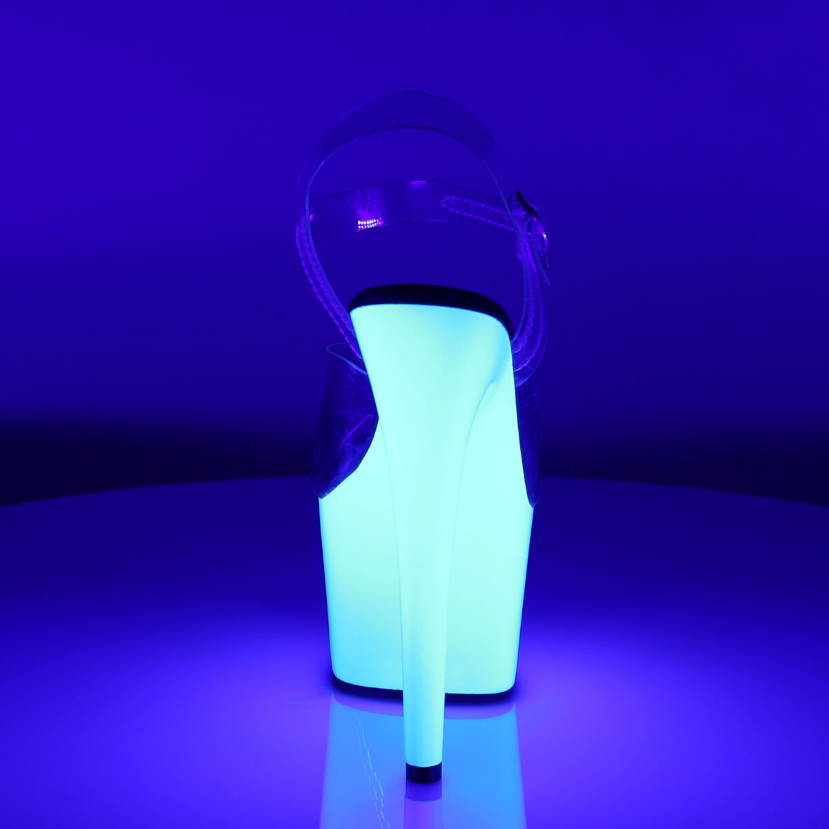 Pleaser ADORE-708UV Damen Sandale Transparent Neon Weiß EU 35