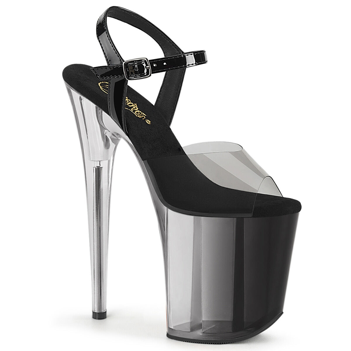 Pleaser FLAMINGO-808T-1 Plateau Sandalen Smoke Schwarz - Transparent EU 35