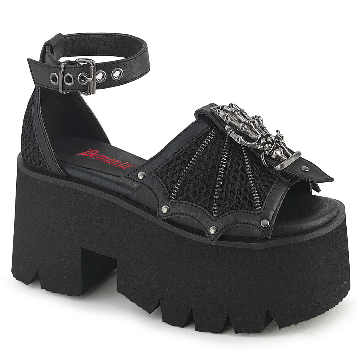 DemoniaCult ASHES-11 Sandalen Schwarz Vegan Leder Mesh EU 36