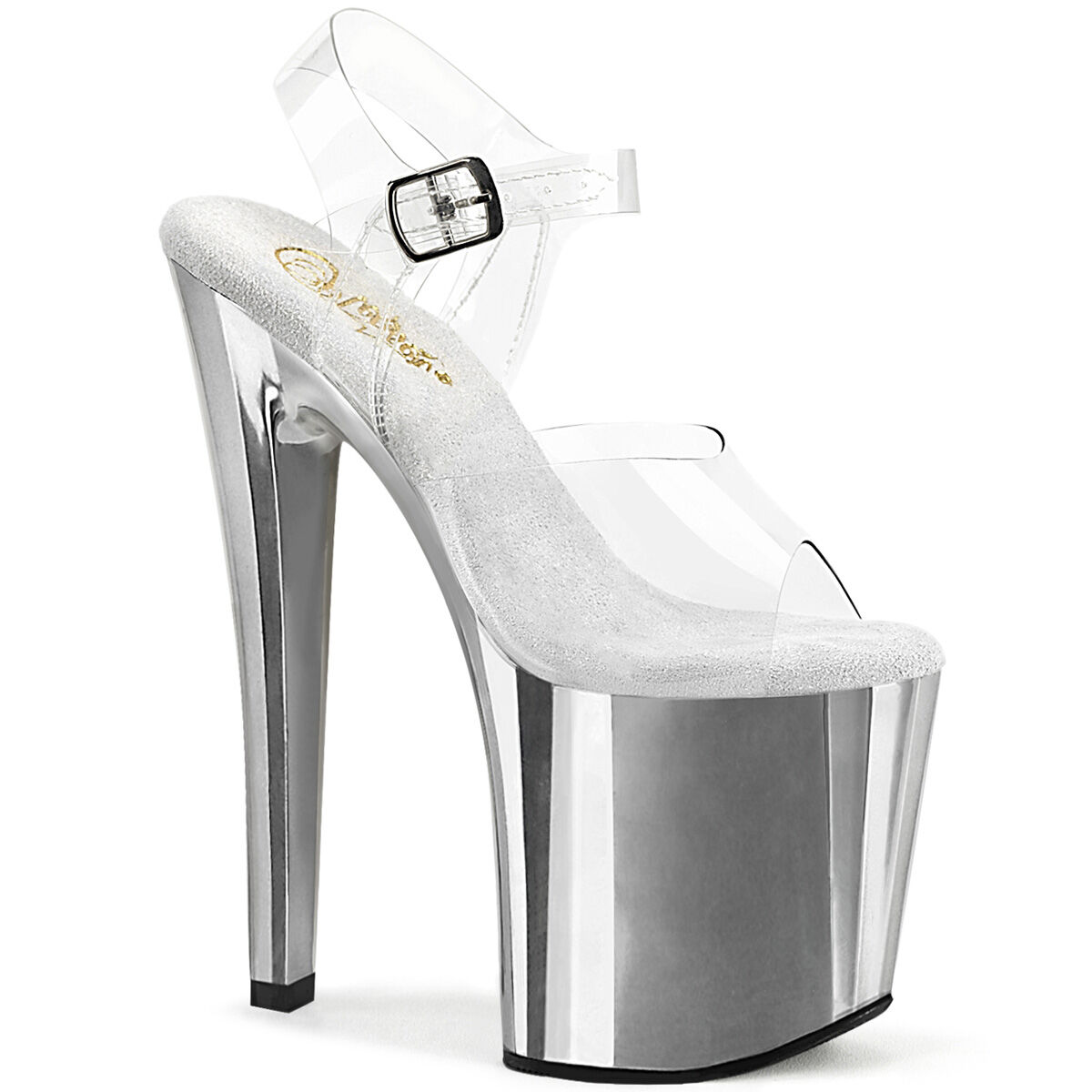 Pleaser ENCHANT-708 Damen Sandale Transparent Silber EU 37