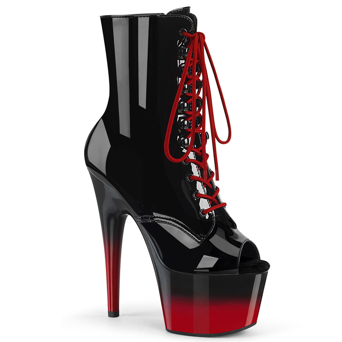 pleaser-adore-1021br-h-stiefeletten-schwarz-rot-lackplateau-hochabsatz, Bekleidung, Schuhwerk, Hoher Absatz, Schuh