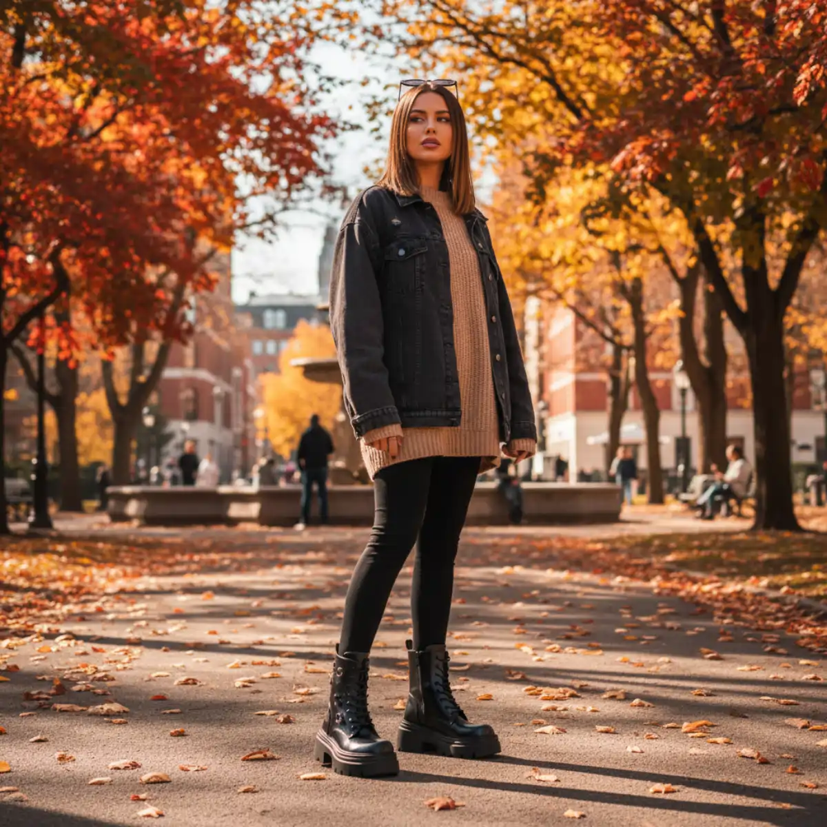 PeachyBoots PUNK-425 Urban Boots für Frauen – Vegan, Schwarz, Punk Applikationen, Plateau & Blockabsatz 41