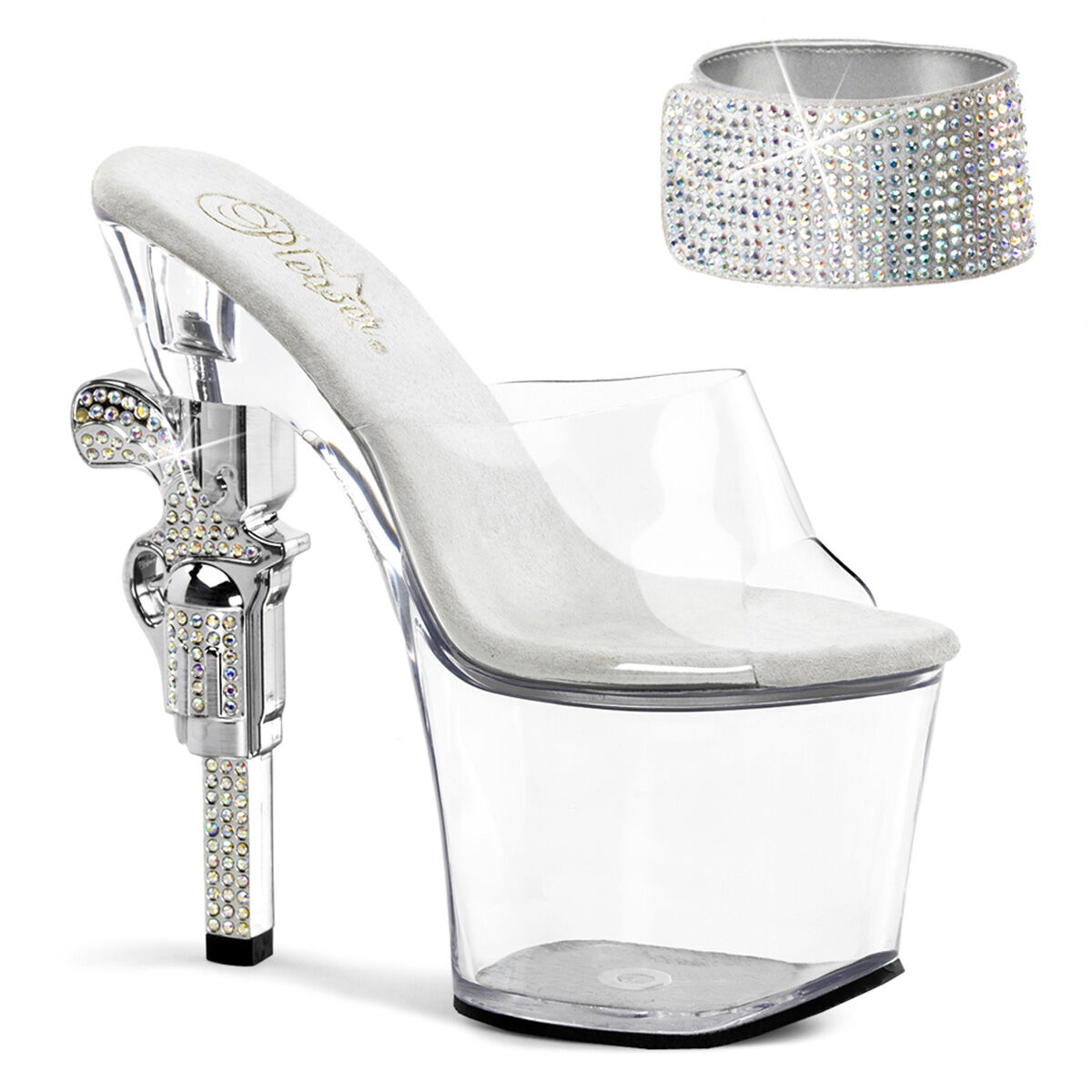 Pleaser REVOLVER-712 Damen Sandale Transparent