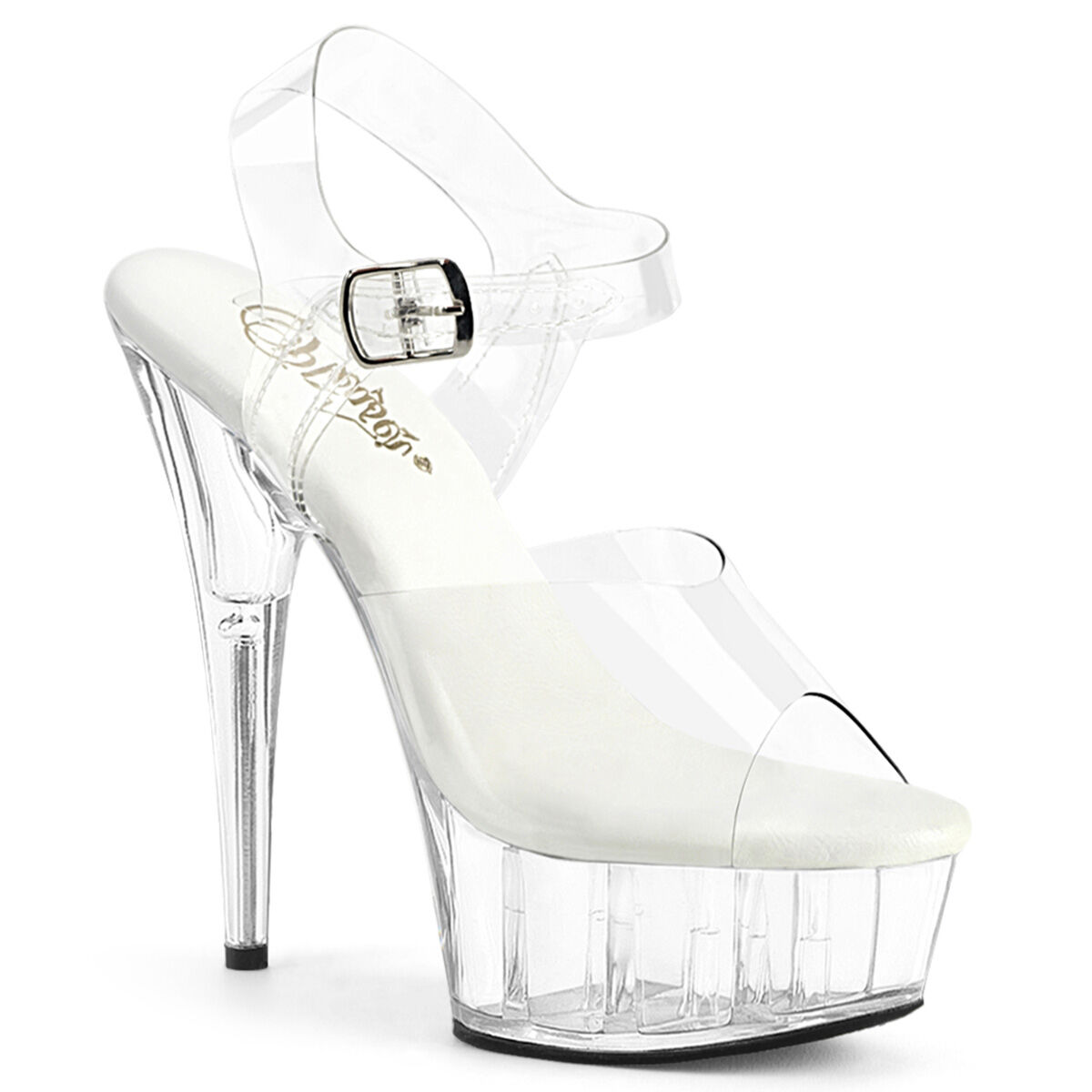Pleaser DELIGHT-608VL Plateau Sandalen Transparent EU 35