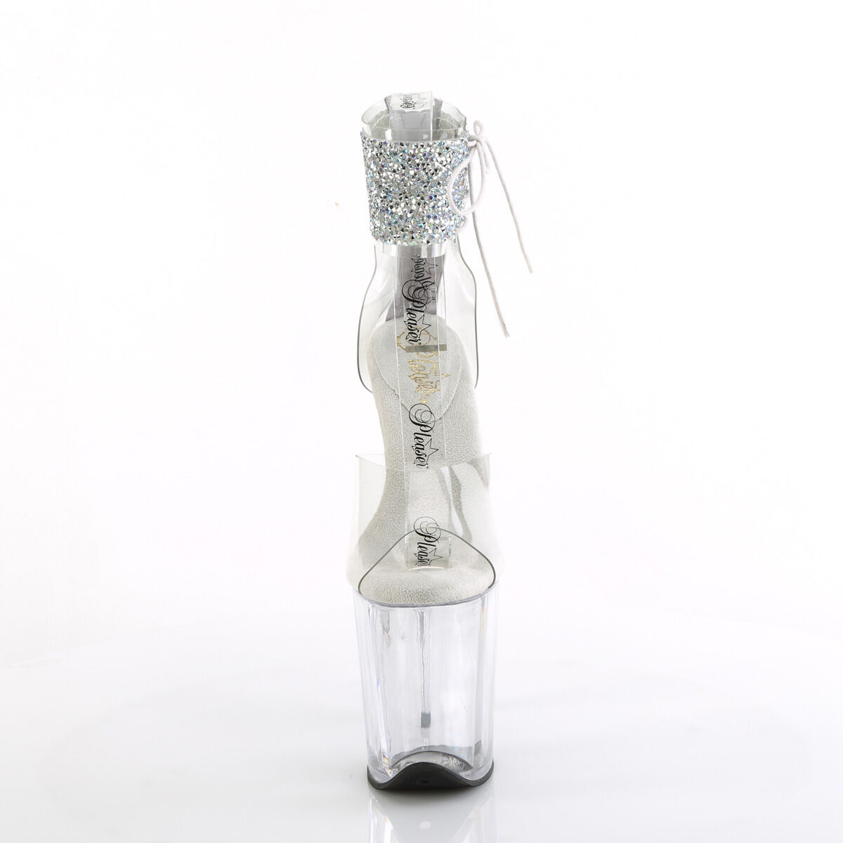 Pleaser FLAMINGO-824RS-02 Damen Sandale Transparent Silber EU 36