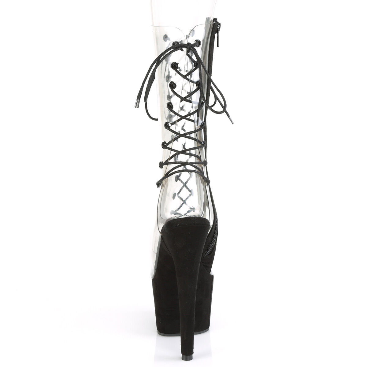 Pleaser ADORE-700-60FS Plateau Stiefeletten Transparent - Schwarz Kunstvelours EU 35