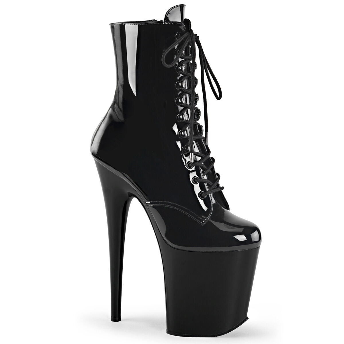 Pleaser FLAMINGO-1020 Damen Stiefelette Schwarz Glanz EU 35