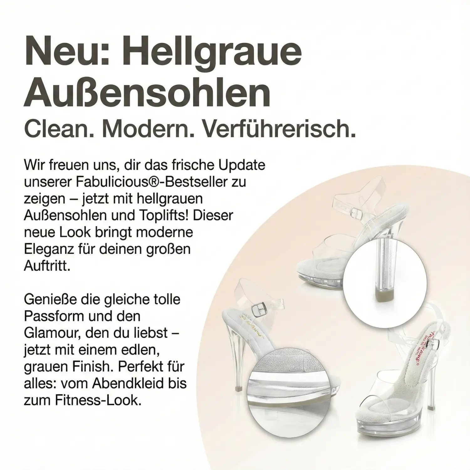 Fabulicious LIP-108 – Transparente Sandalette mit hellgrauer Sohle 44