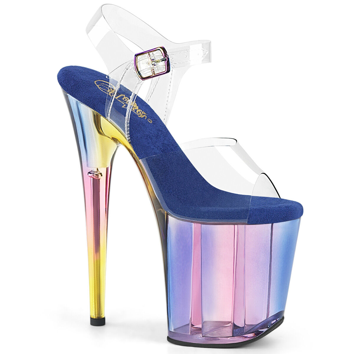 Pleaser FLAMINGO-808HT Plateau Sandalen Transparent - Blau Multicolor EU 35