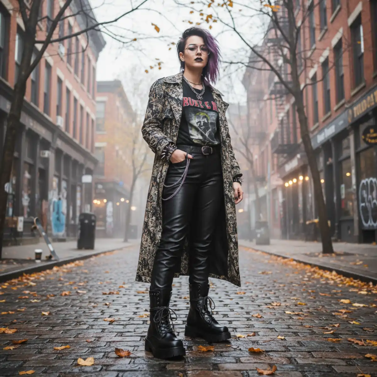 PeachyBoots PUNK-225 Urban Boots für Frauen – Vegan, Schwarz, Nieten, Plateau & Blockabsatz 41