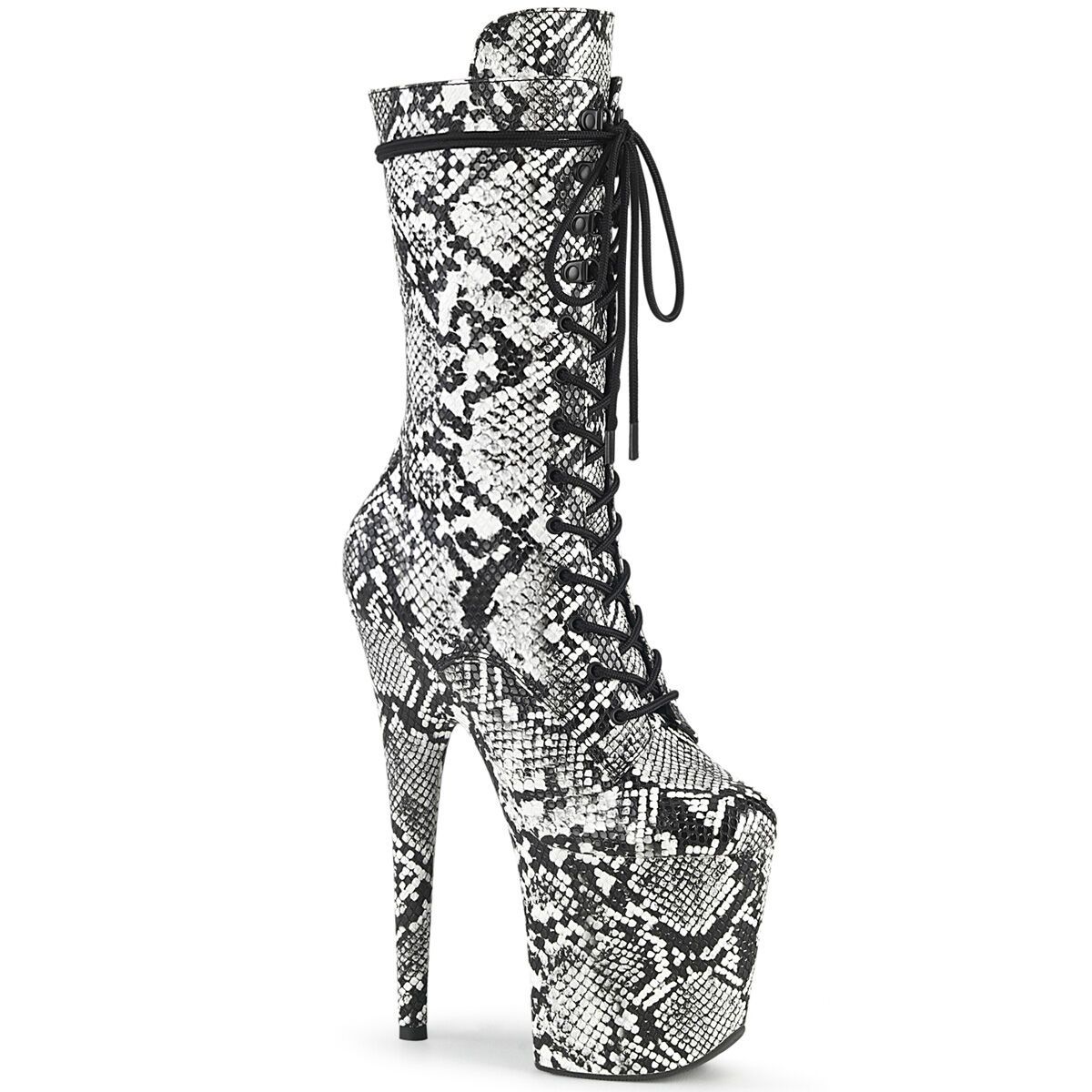 Pleaser FLAMINGO-1050SP Damen Stiefel Schwarz Weiß