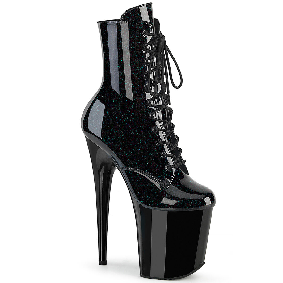 Pleaser FLAMINGO-1020BLG Plateau Stiefeletten Schwarz Glitzer EU 35