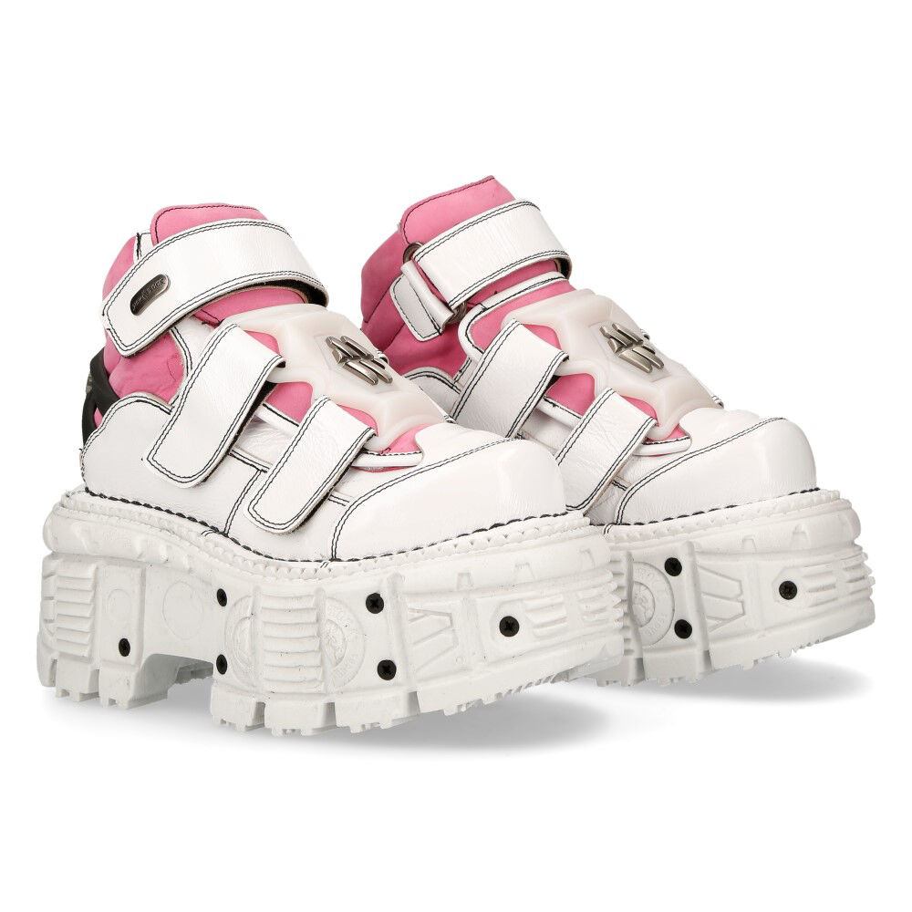 New Rock M-TANK008-C6 Stiefelette Echtleder - Rosa, Sneaker, Platform, White, Pink, Velcro straps