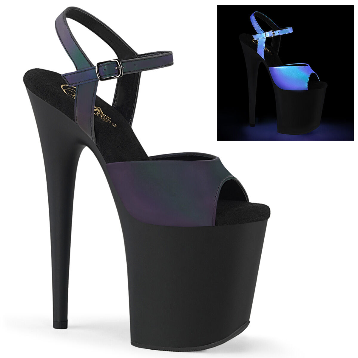 Pleaser FLAMINGO-809REFL Damen Sandale Grün Mehrfarbig