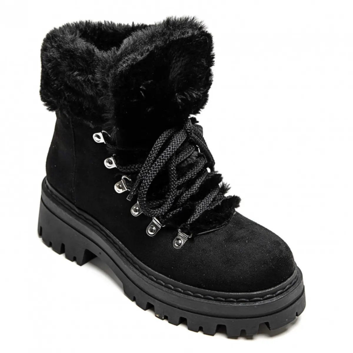 PeachyBoots Flauschige Winterstiefel Schwarz