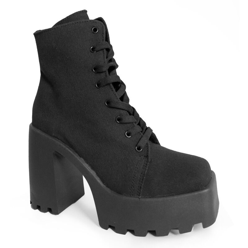 ALTERCORE EOSTRE Leder – Plateau-Schuhe in Schwarz, Stiefel, Stiefelette, Kunstleder, Schwarz, Plateausohle