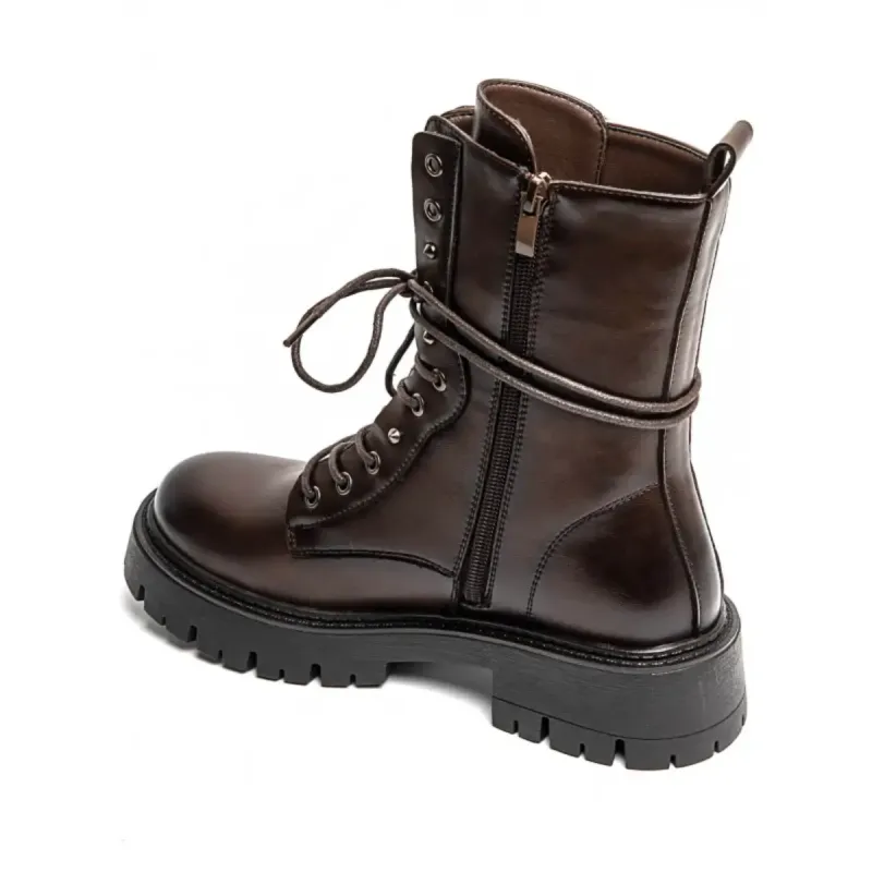 PeachyBoots PUNK-225 Urban Boots für Frauen – Vegan, Braun, Nieten, Plateau & Blockabsatz 38