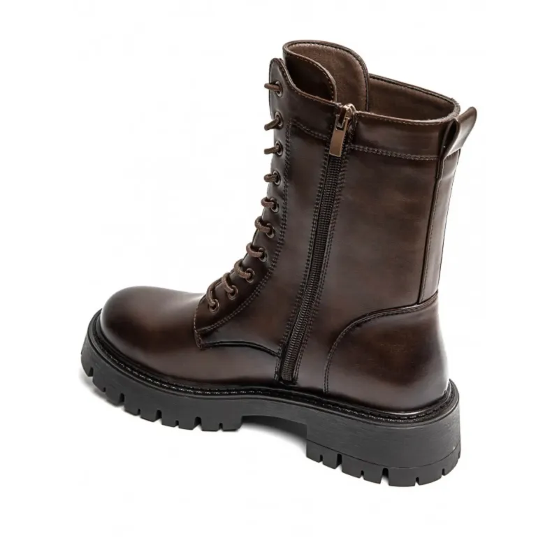 PeachyBoots URBAN-225 Schnür Boots für Frauen – Vegan, Braun, Plateau & Blockabsatz