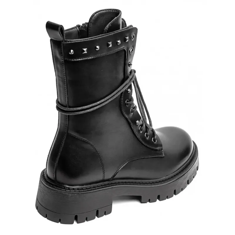 PeachyBoots PUNK-225 Urban Boots für Frauen – Vegan, Schwarz, Nieten, Plateau & Blockabsatz 41
