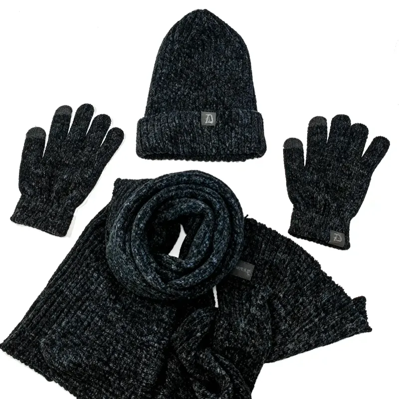 DemoniaCult Geschenkset Mütze, Schal, Handschuhe schwarz