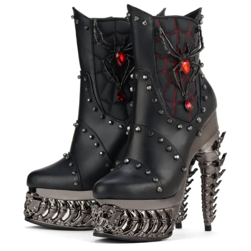 ALCHEMIE & HADES Black Widow Gotic Plateau Stiefelette Rot 43