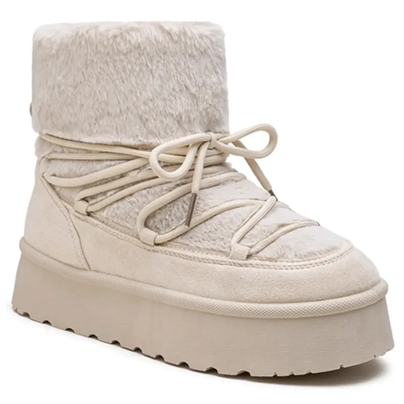 PeachyBoots Flauschige Winter Booties Beige 41