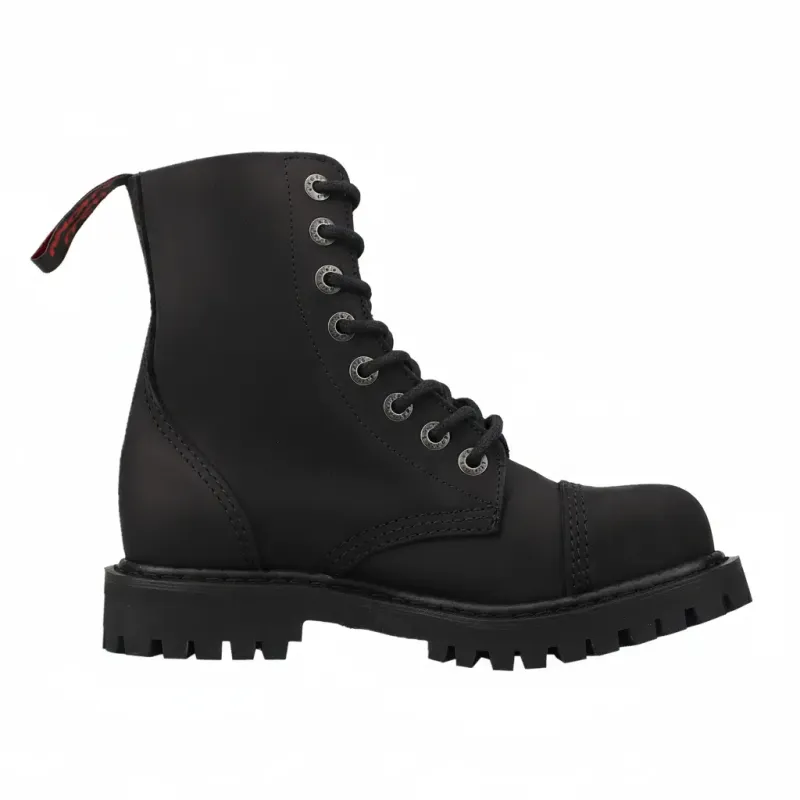 Angry Itch Rangers Cuir Noir Gothique Punk 14 Œillets - Bottes Militaires Style Rebelle