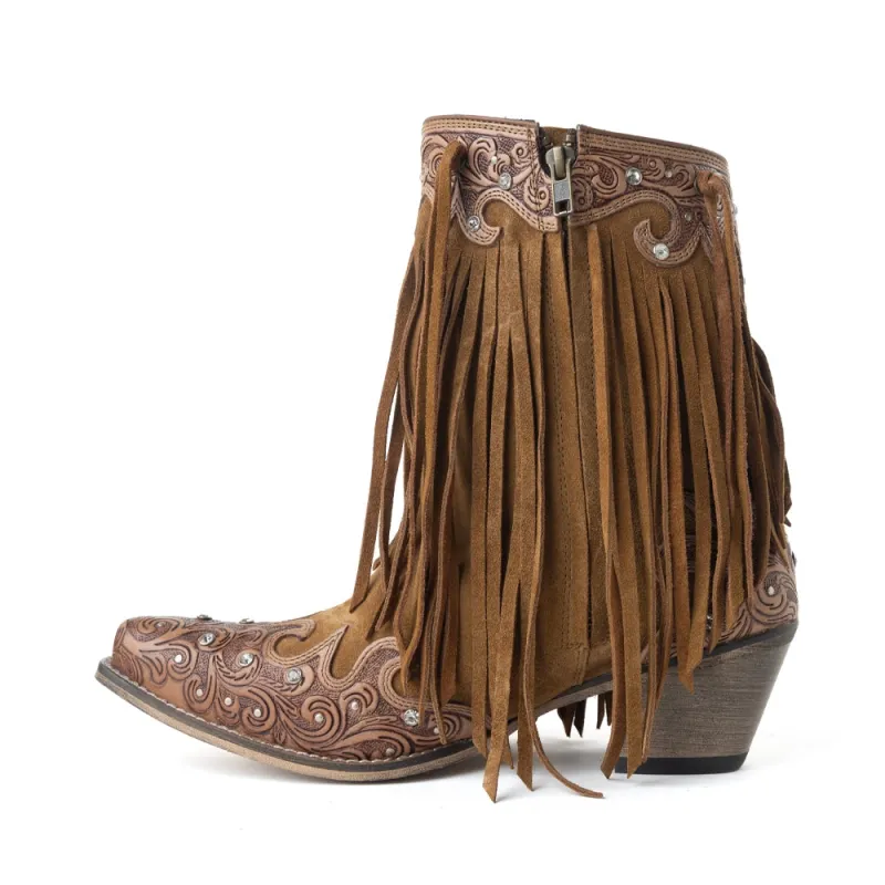 Kopie von MYRA Desert Angel Boho Western-Stiefelette Antik Weiß #1