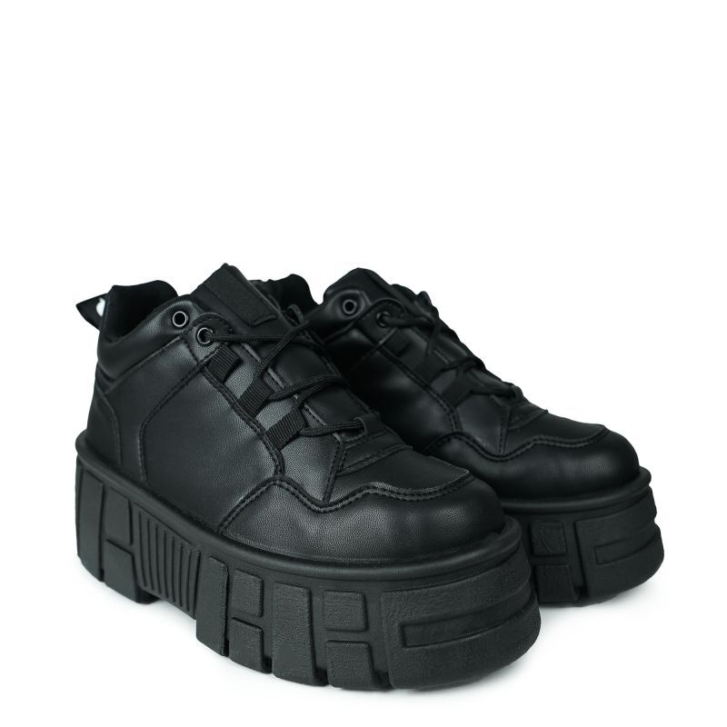 ALTERCORE NISSA Vegan – Czarne buty na platformie ze słupkowym obcasem , Schuhe, Sneaker, Leder, Gummisohle, schwarz, Schuhe, Sneaker, Schwarz, Plateau-Sohle, Stiefel-ähnlich, Stiefel, Leder, Schwarz, dicke Sohle, Sneaker, Sneaker, Schuhe, Schwarz, Gummis