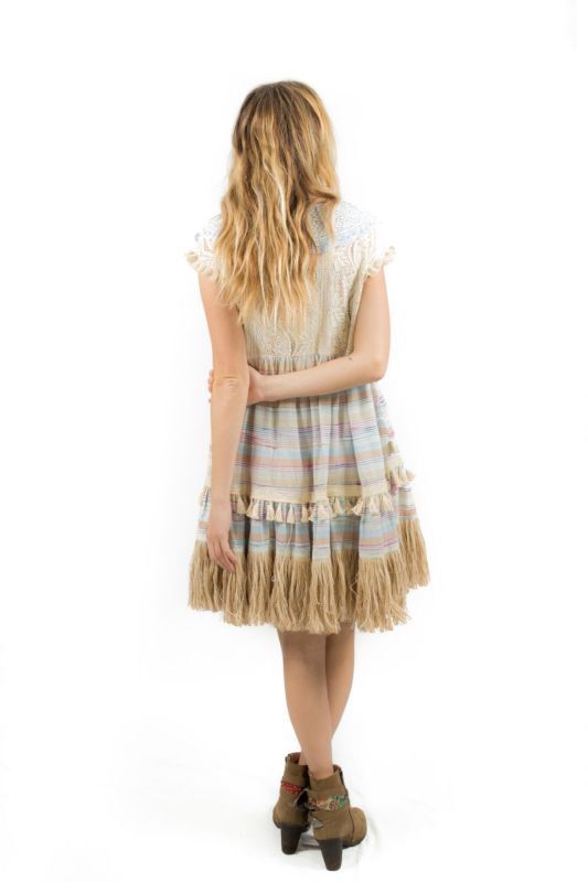 SAVAGE CULTURE Kurzes Kleid Denis Island III mit Fransen und Quasten Azul - M, Bekleidung, Rock, Person, Kleid, Bekleidung, Rock, Person, Kleid, Bekleidung, Rock, Person, Kleid