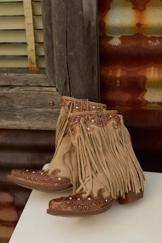 MYRA Nashville Nights Botki Western Boho z Frędzlami Ember 