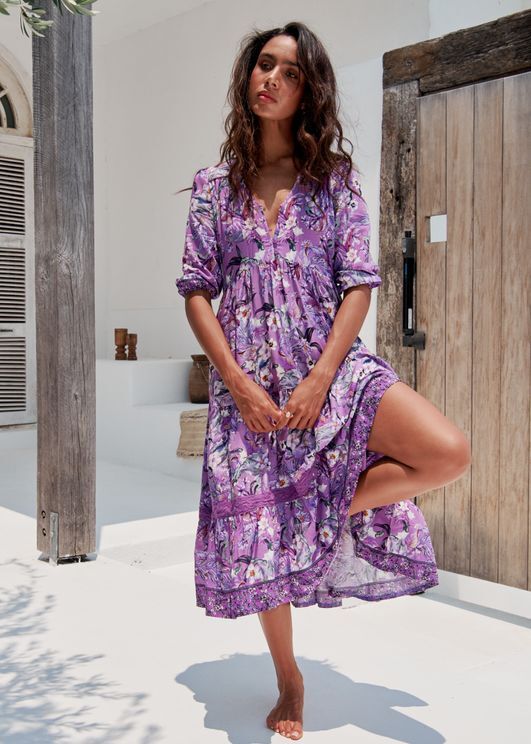 JAASE Rhodium Print Kardinalkleid in Violett – Stilvolles Damenkleid -  XS, Strandmode, Kleid, Erwachsener, Person, Frau, Strandmode, Kleid, Erwachsener, Person, Frau, Strandmode, Kleid, Erwachsener, Person, Frau, Strandmode, Kleid, Erwachsener, Person, F