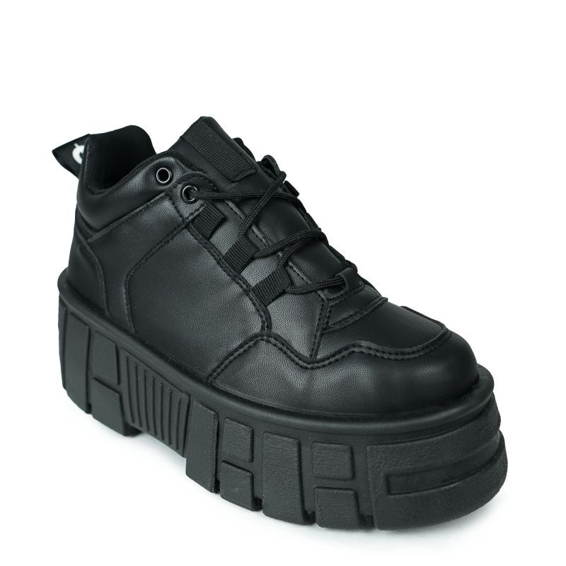 ALTERCORE NISSA Vegan – Czarne buty na platformie ze słupkowym obcasem , schuh, stiefel, plattform, gummisohle, leder sneaker, Stiefel, Schuh, Synthetik, Schwarz, Lugz-ähnlich, Stiefel, Schnürstiefel, Sportlicher Schuh, Gummisohle, Schwarz, Schnürstiefel,