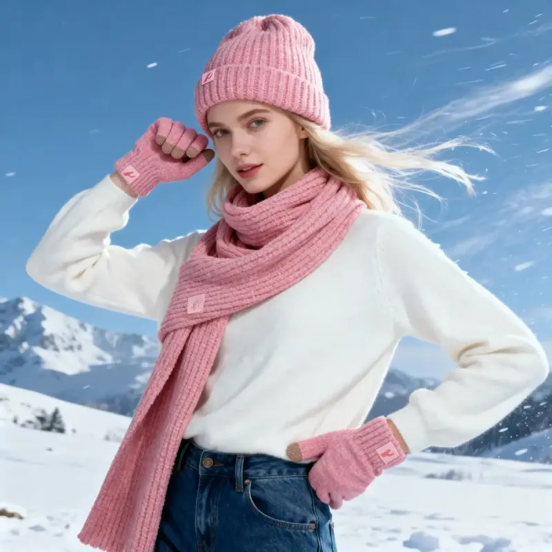 Pleaser Geschenkset Mütze, Schal, Handschuhe Baby Pink