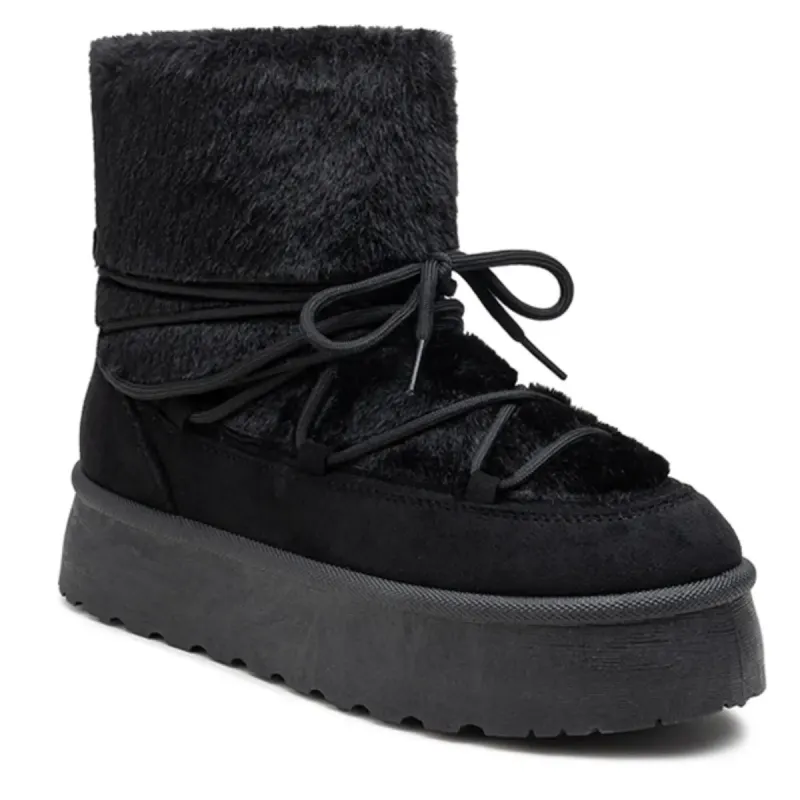 PeachyBoots Flauschige Winter Booties Schwarz 41